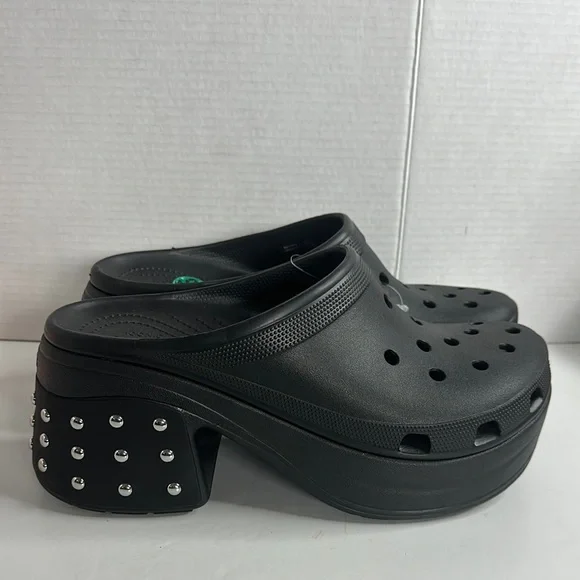 Crocs Siren Studded Platform Clogs, Black, Men\'s 12 Crocs Siren Studded Clog Black Mens 11 Womens 13 Heel  main image 2